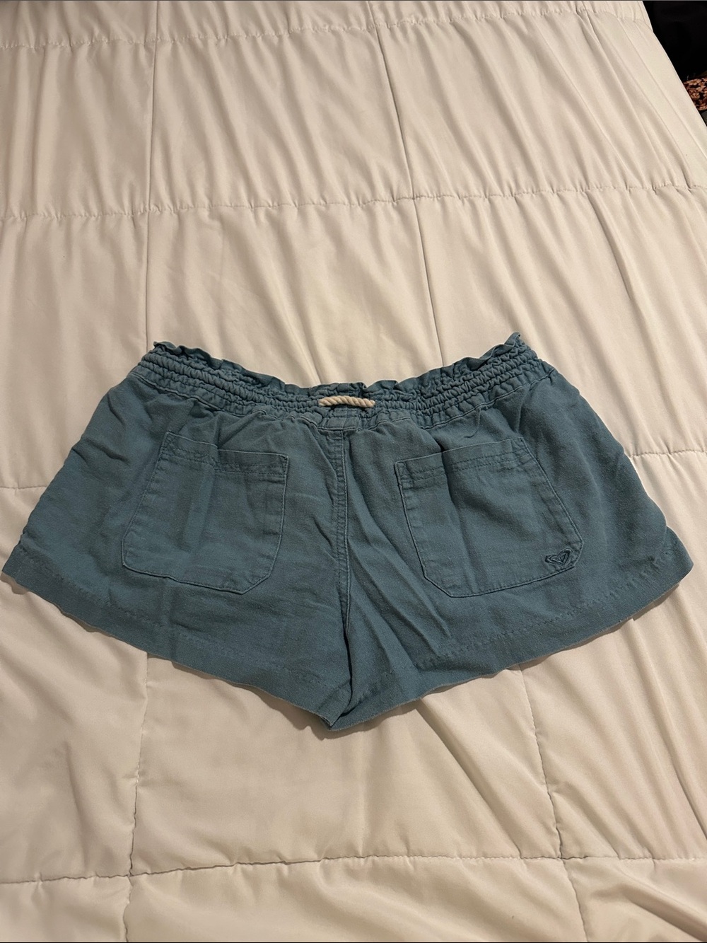 Roxy Teal Elastic Waist Rope-Tie Athletic Shorts - Picture 3 of 3